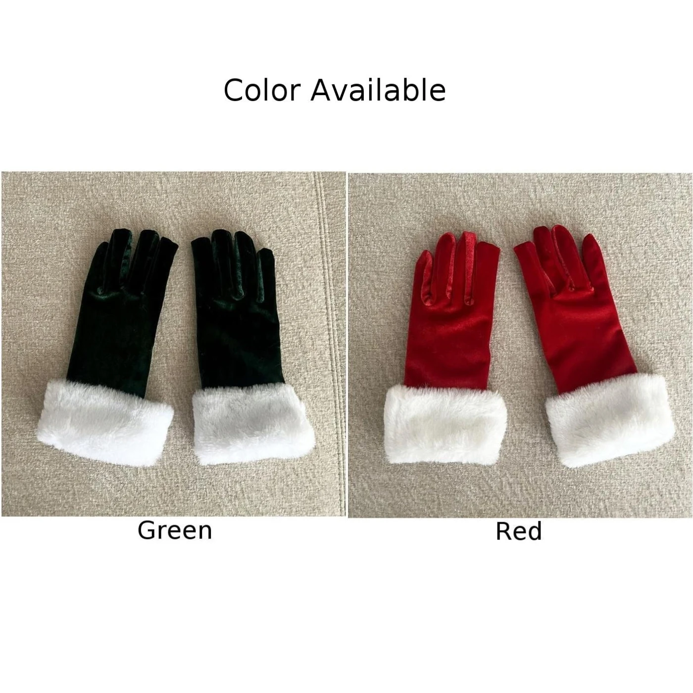 1 пара праздничных перчаток Санта-Клауса красные золотые бархатные белые