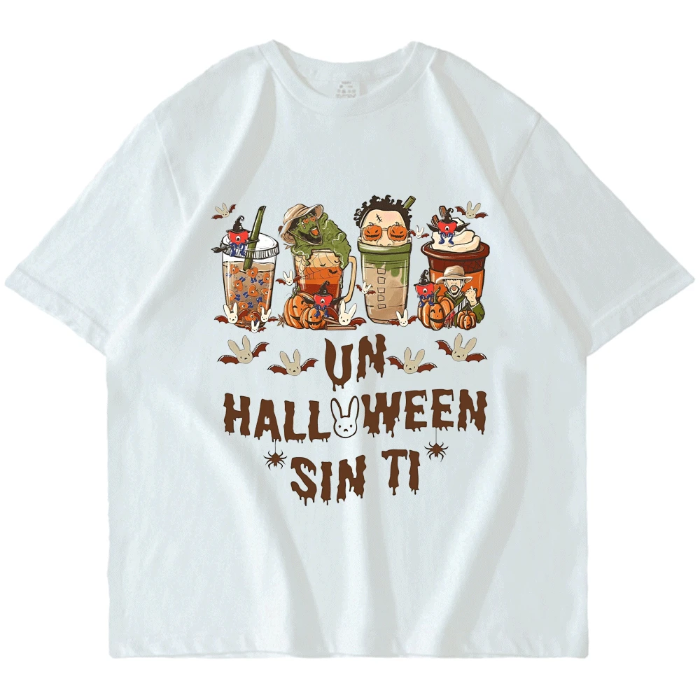 

Bad Bunny Latte Coffee Cups T Shirt Men's Women's Summer Oversized Short Sleeves Tee Shirt Loose Casual 100% Cotton T-shirt Tops