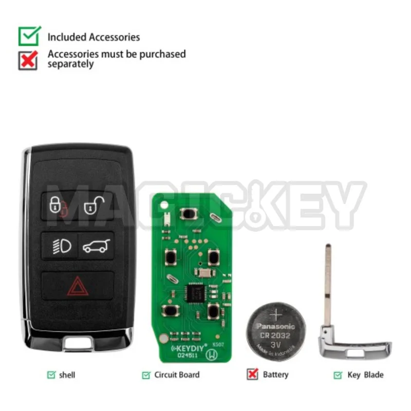 Фото Универсальный смарт-ключ KEYDIY KD ZB24-5 с 4+1 кнопками, совместимый с Land Rover №2