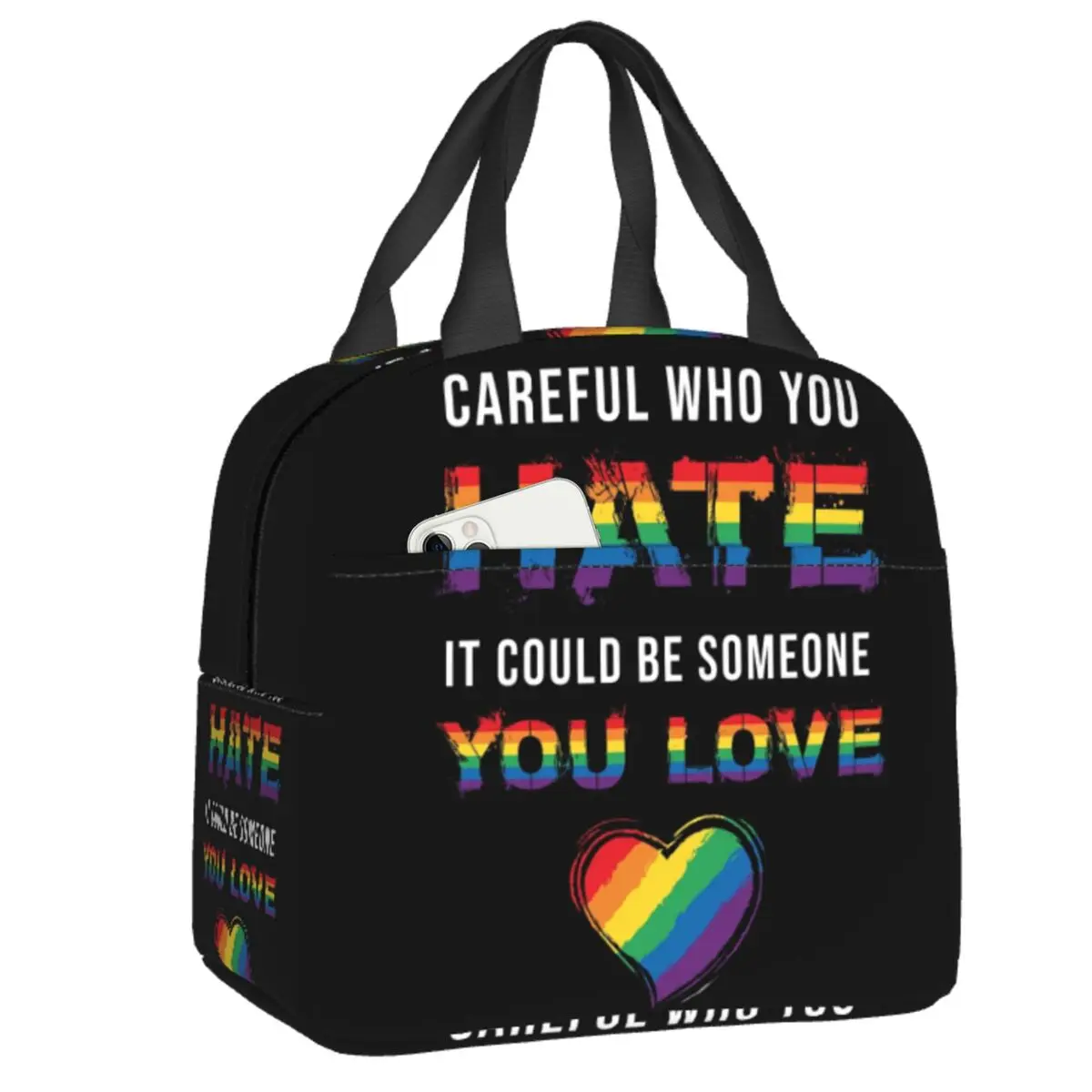 

ЛГБТ Hate You Love Изолированные сумки для ланча для женщин геев лесбиянок гордость GLBT портативный охладитель термальный бэнто коробка для работ...