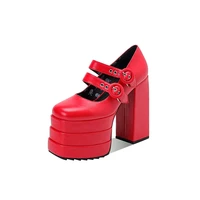 popular style daily shoes three layer platform thick high heel shoes super high chunky dress shoes pumps for women buckle strap