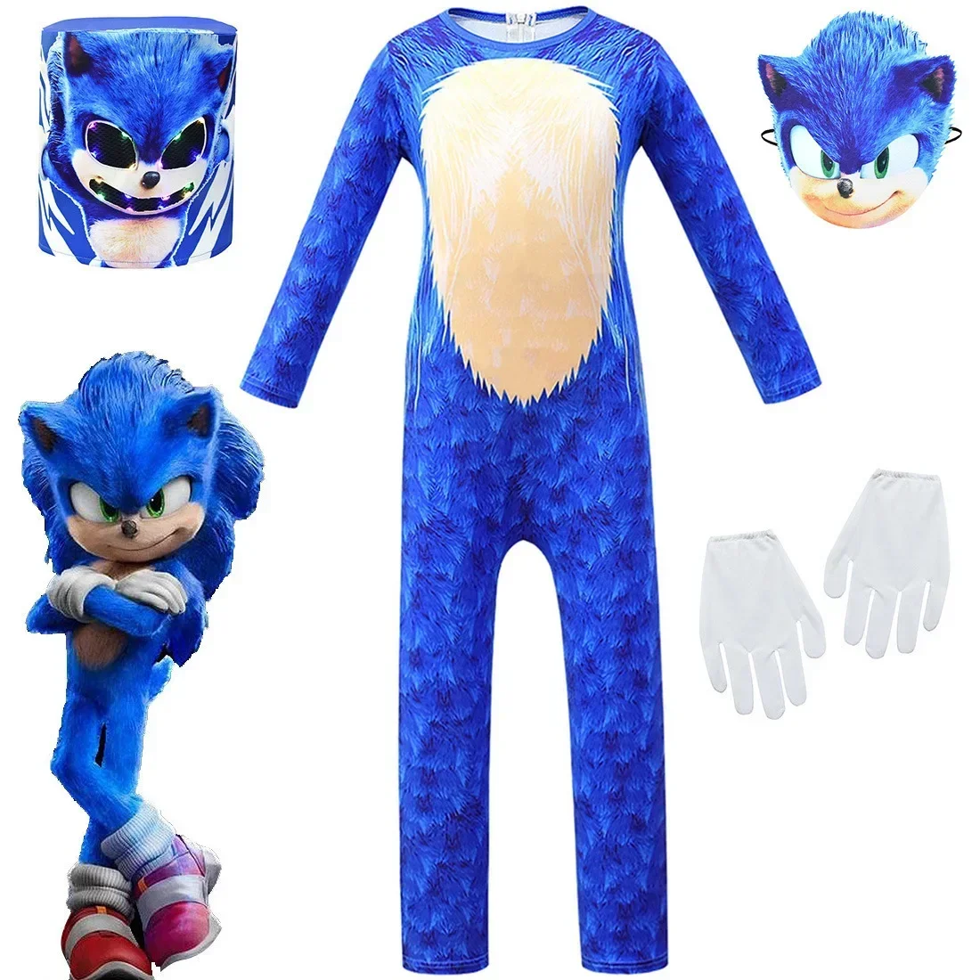 Фото Sonic Boys Girls Costume Toys Halloween Game Character Costume Theme Party Cosplay Character Action Hedgehog Kids Dress Up Toys №1