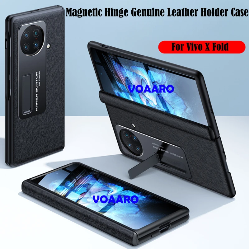 

Capa for Vivo X Fold Genuine Leather Hinge Case with Front Screen Glass Film for Vivo X Fold Magnetic Hinge Protective Full Case