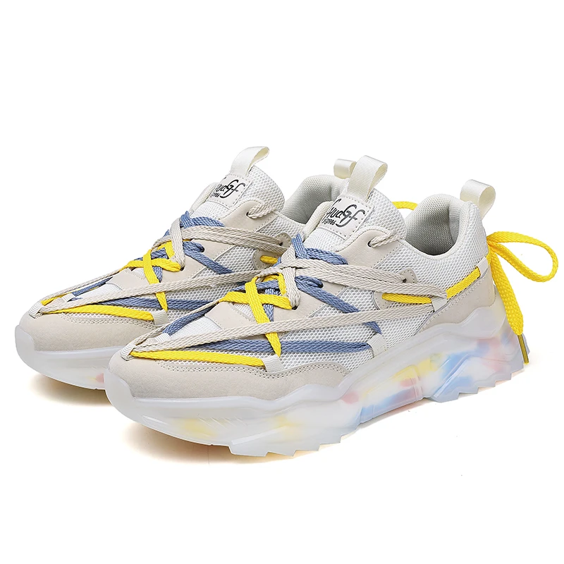 Vionsoon Fashion Cross-tied Men Running Shoes Light Breathable Soft Mesh Lined Sports Shoes Non Slip Wear-resistant TPU Sneakers