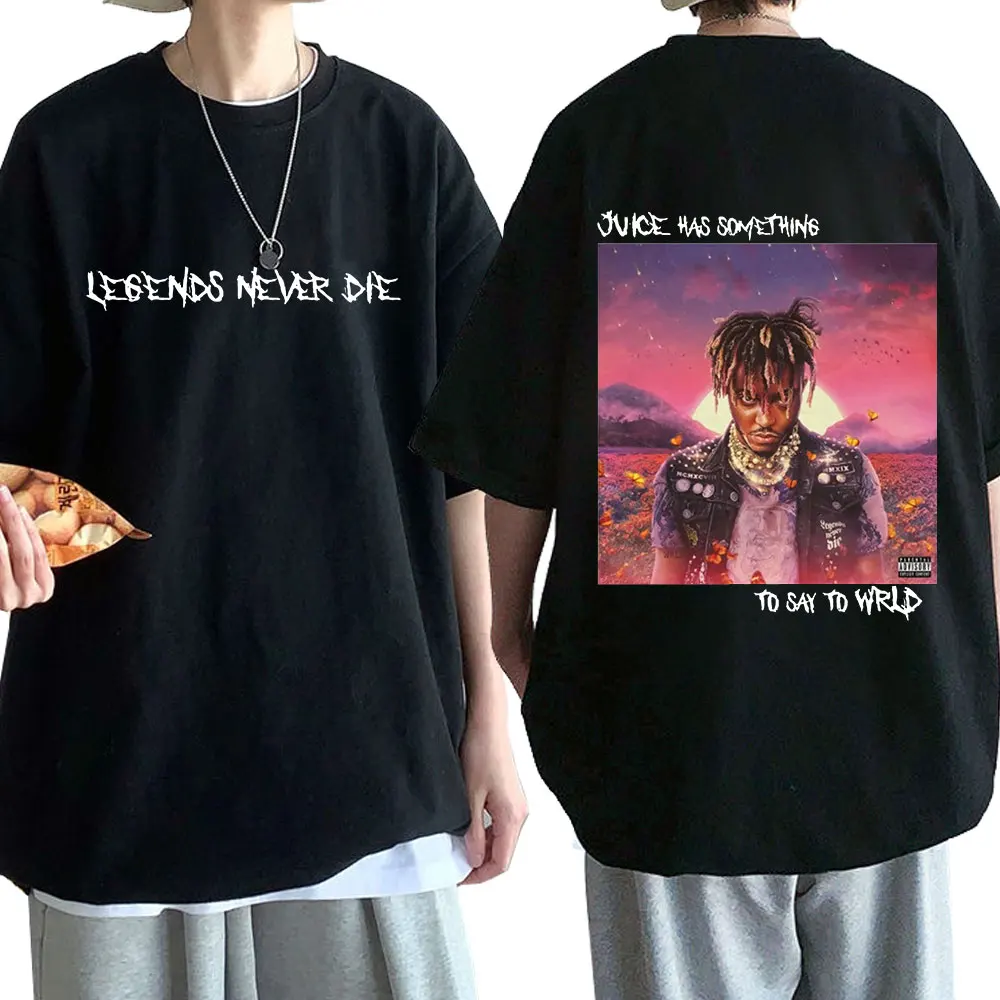 

Rapper Juice Wrld Legends Never Die T-shirt Has Something To Say To Wrld T Shirts Summer Hip Hop Singer Graphics Print T-Shirt