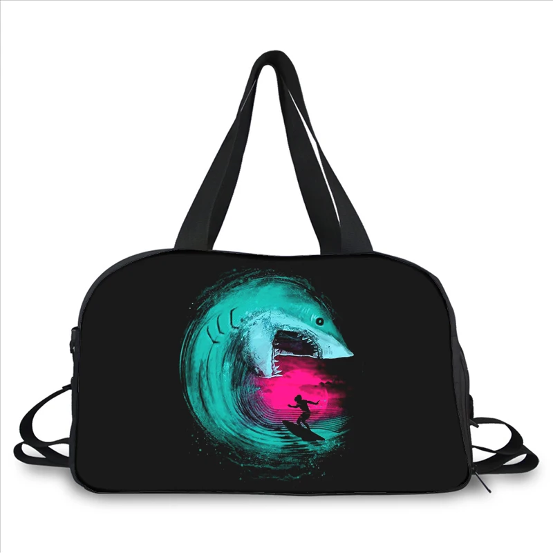 shark animal 3D printing fashion trend portable large capacity multi function messenger bag travel bag