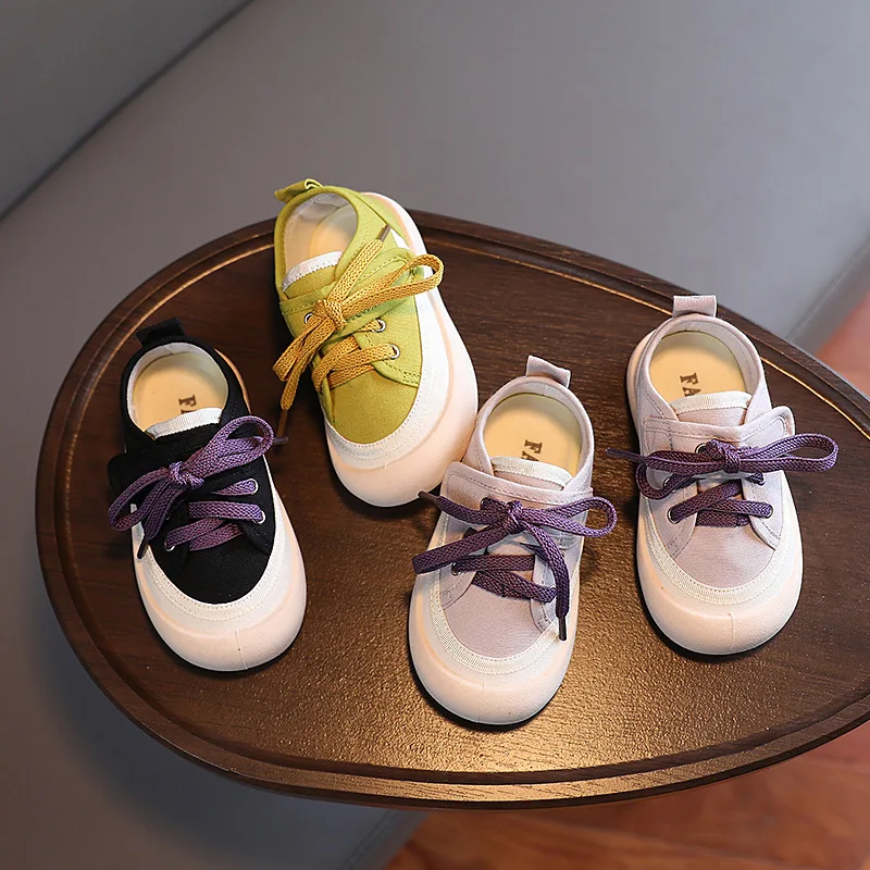 

Cozy Children's Canvas Shoes 2022 Summer New Shoes Boys and Girls Fashionable Primary School Students Lace Up Shoes Kids F07112