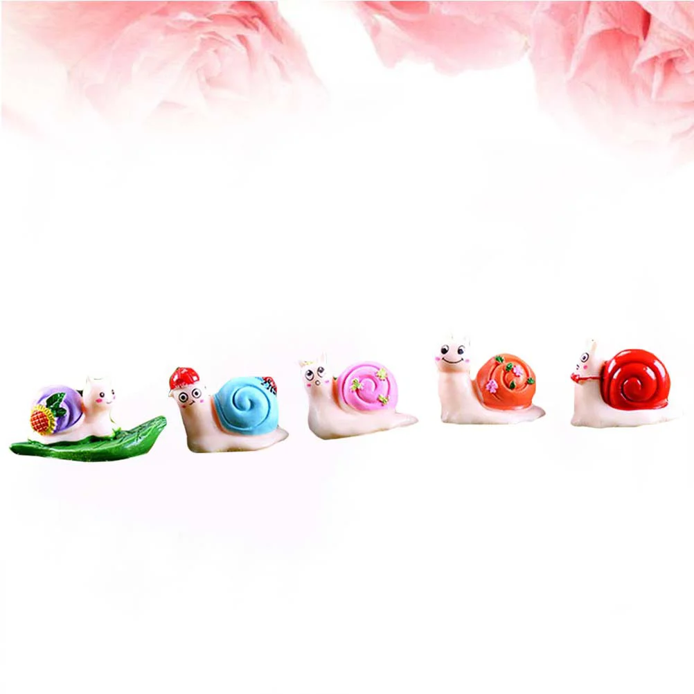 

5pcs Miniatures Snails Resin Small Crafts Moss Micro Landscape Cute Ornaments for Mini House Home