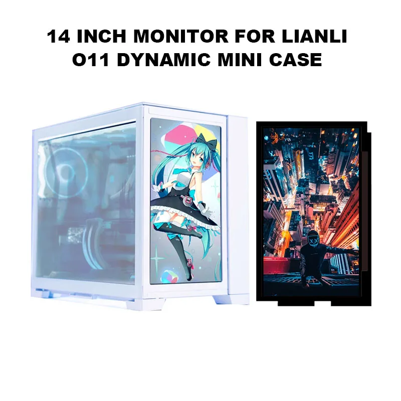 

DIY 14 inch Display For Lianli O11 Dynamic Mini Case,HD IPS Secondary Screen,2K LCD O11D Front Replacement Gaming Monitor