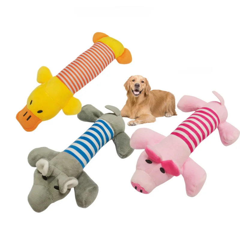 

Drop Shipping Plush Toy For Dog Cheap Soft Stuffed Cute Funny Duck Elephant Pig Animal Chew Puppy Pet Toys With Squeaker