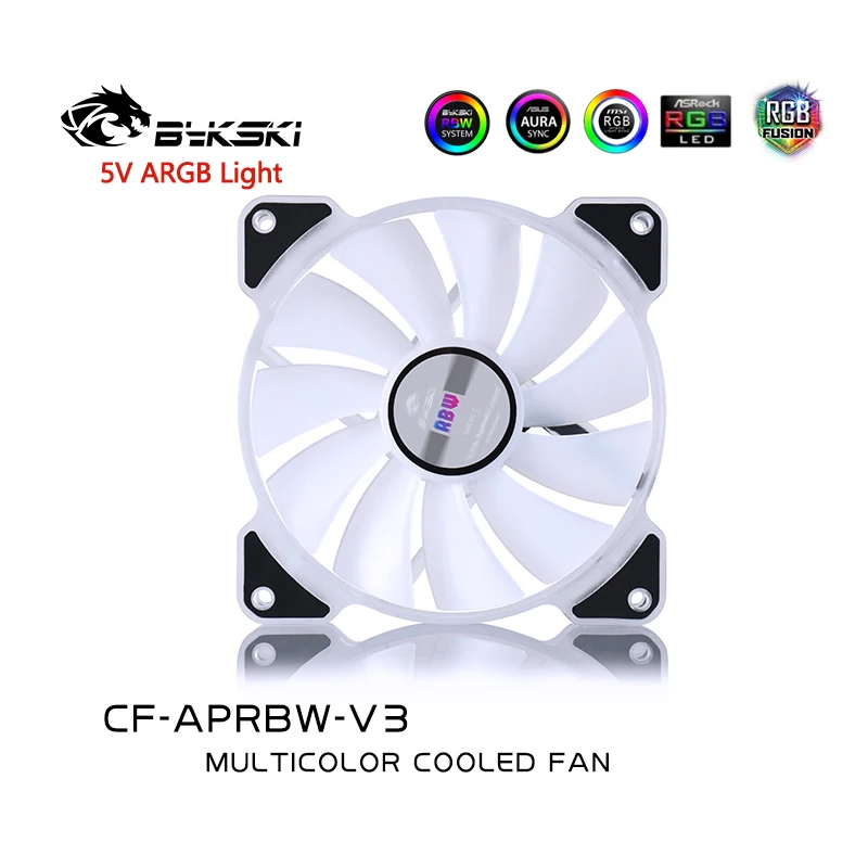 Bykski Water Cooling Radiator Fan Computer PC Case A-RGB Fan 120mm LED Light Heatsink Cooler Support Adjust Speed CF-APRBW-V3 images - 6