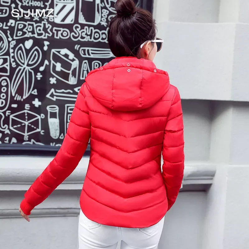 Winter Jacket women Plus Size Womens Parkas Thicken Outerwear solid hooded Coats Short Female Slim Cotton padded basic tops
