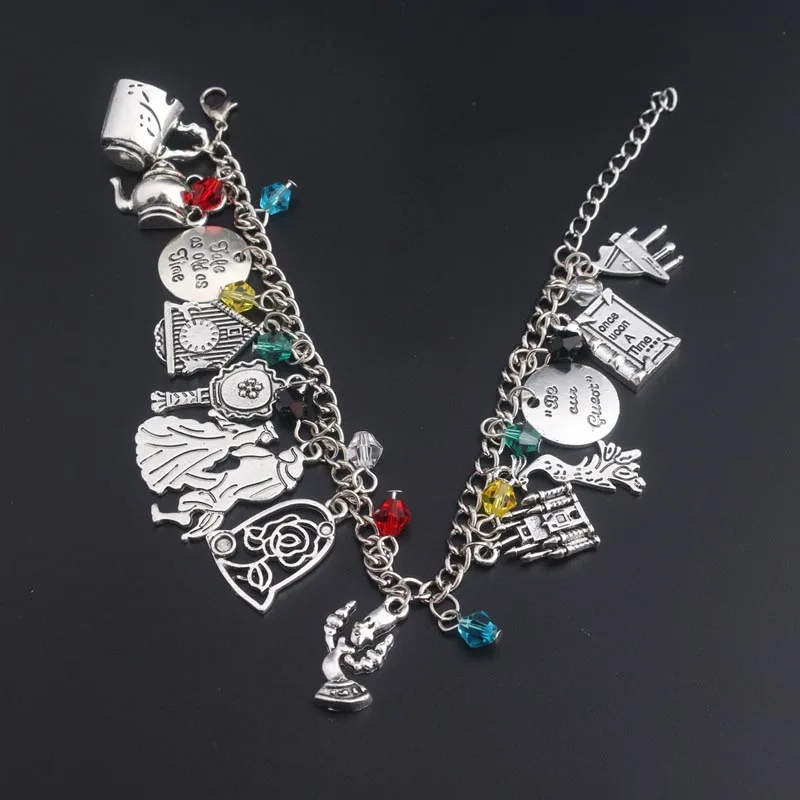 

Movie Once Upon A Time Beauty And The Beast Broken Cup Pot Charm Girls Women Bracelets & Bangles Pendant Jewelry Wristlet