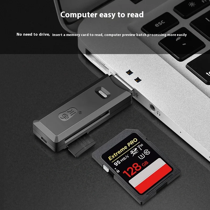 Фото Высокопроизводительное высокоскоростное устройство чтения карт USB 3.0/2.0 2-в-1 с поддержкой компьютера TF + SD, камеры для планшета, ноутбука, установки в автомобиле №3