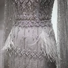 Sharon Said Bling Gray Mermaid Arabic Evening Dress with Cape Luxury Feather Dubai Formal Dresses for Women Wedding Party SS279 6 Sharon Said Bling Gray Mermaid Arabic Evening Dress with Cape Luxury Feather Dubai Formal Dresses for Women Wedding Party SS279 6