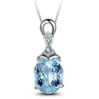 anglang romantic women wedding necklaces brilliant oval cubic zirconia anniversary gift pendant necklaces fashion jewelry