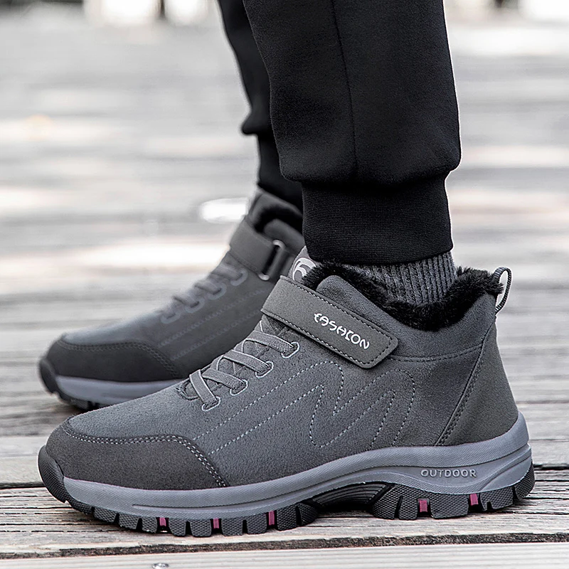 STRONGSHEN Winter Women Shoes Keep Warm Cotton Plush Flat Casual Shoes Men And Women Non-Slip Walking Sneakers Zapatos Planos