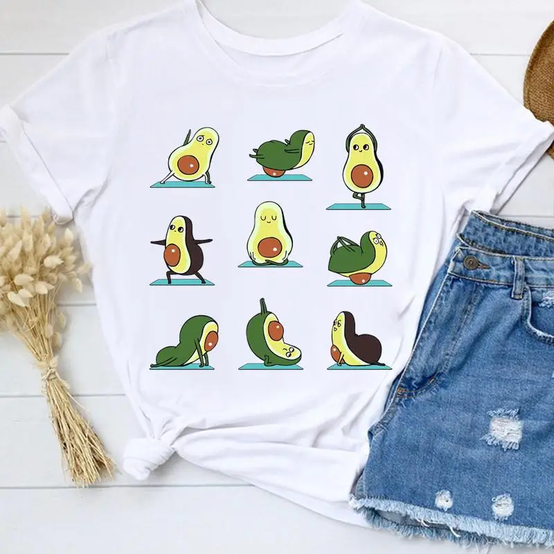 

Short Sleeve Avocado New 90s Fruit Lovely Women Clothing Fashion Graphic Tee Female Summer Clothes Top Casual Tshirt T-shirt