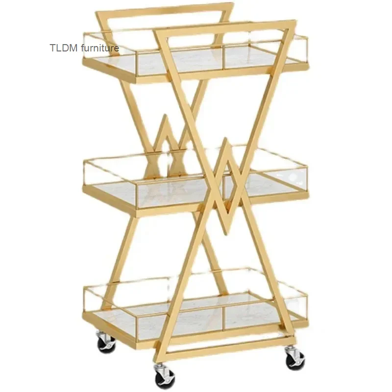 Modern Iron Salon Trolleys Beauty Tool Cart with Wheels Nordic Furniture Professional Auxiliary Trolley Storage Rack