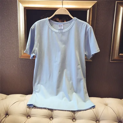 

Men's summer short-sleeved solid color round neck casual short-sleeved t-shirt Slim trend men's bottoming shirt