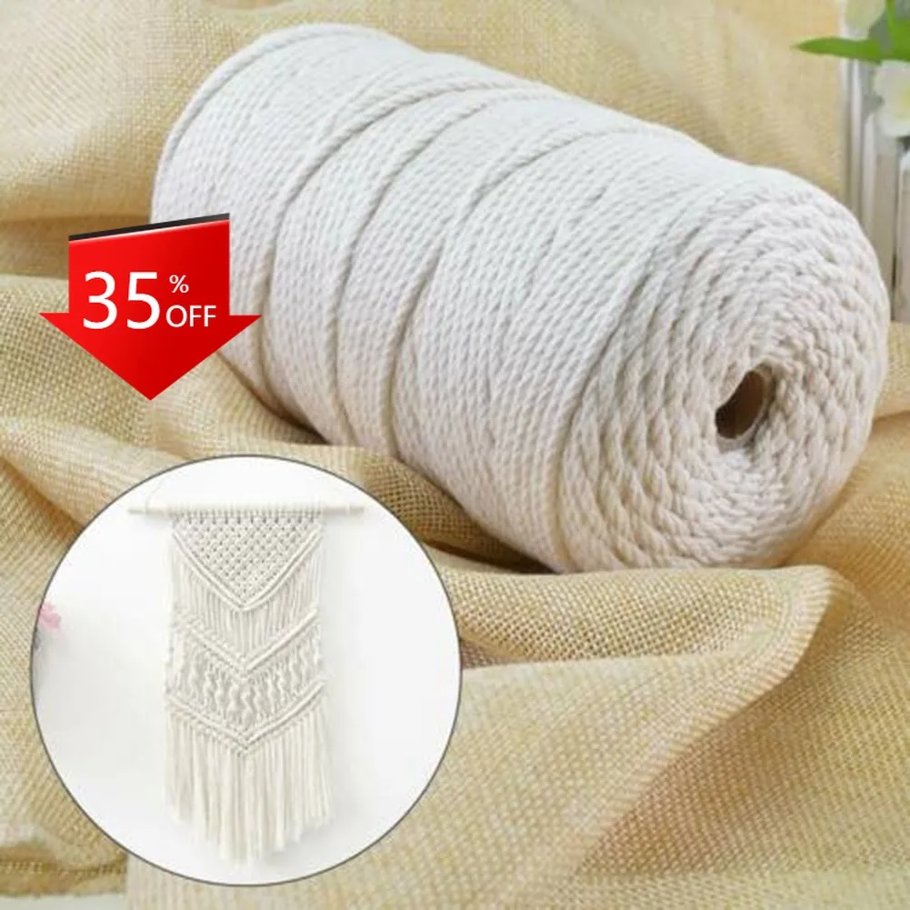 

3mm Macrame Rope Twisted String Cotton Cord For Handmade Natural Beige Rope DIY Woven Tapestry Rope Binding Decoration Rope