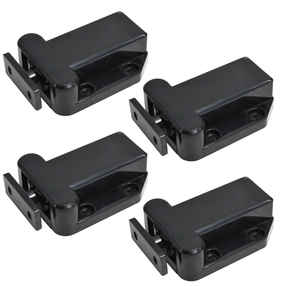 

4pcs Self-locking Door Catch Door Drawer Cabinet Catch Push To Open Device for Furniture Cabinet Cupboard (Black)