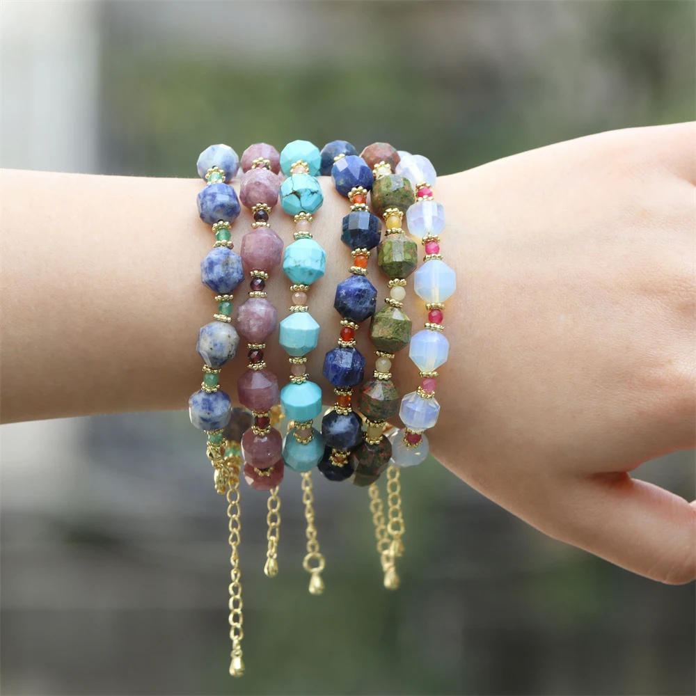

EYIKA Boho, 8 мм, природные фотомагниты, голубой бирюзовый кварц, опал, бусины из драгоценных камней, лечебный браслет для женщин, ювелирные издел...
