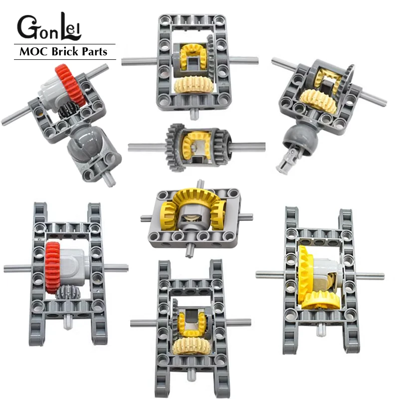 Набор механических дифференциальных зубчатых передач с рамкой, комплект, автомобильные части шасси MOC 65413 65414 69761 69762, строительные блоки, кирпичи, игрушки для творчества