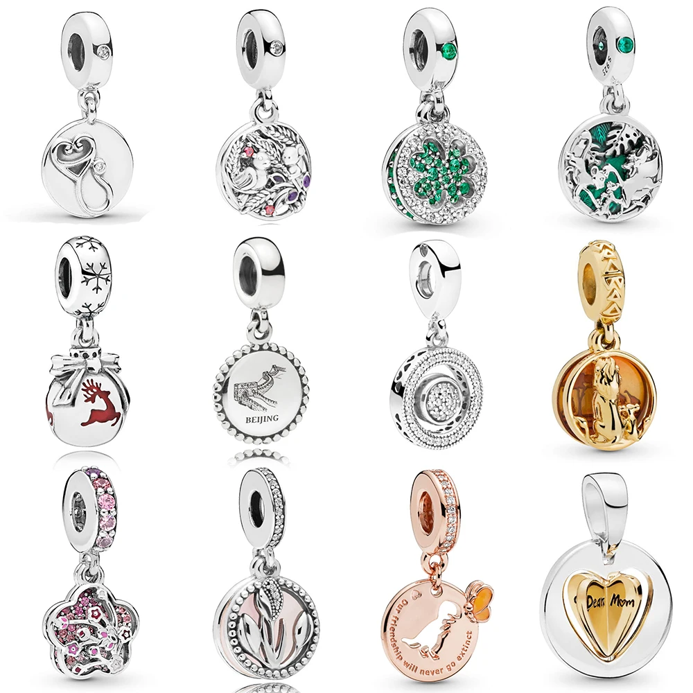 

New S925 Sterling Silver Green Dot Diamond Four-leaf Clover Beads, A Variety of Matching Necklace Pendant DIY String Accessories