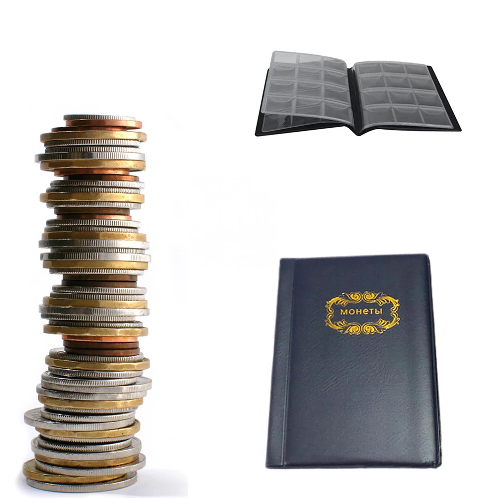 

120 Pockets Coins Album Collection Book Russian Language Cover Mini Coin Storage Album for Collection Collector Holders Gifts