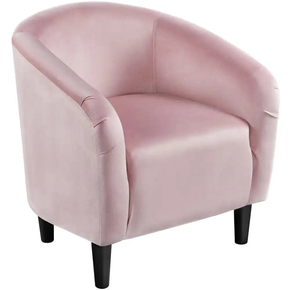 

Alden Design Barrel Accent Chair, Pink Sofa Velvet Nordic Chaise Rose Single Sofa Chairs Living Room Bedroom Furniture