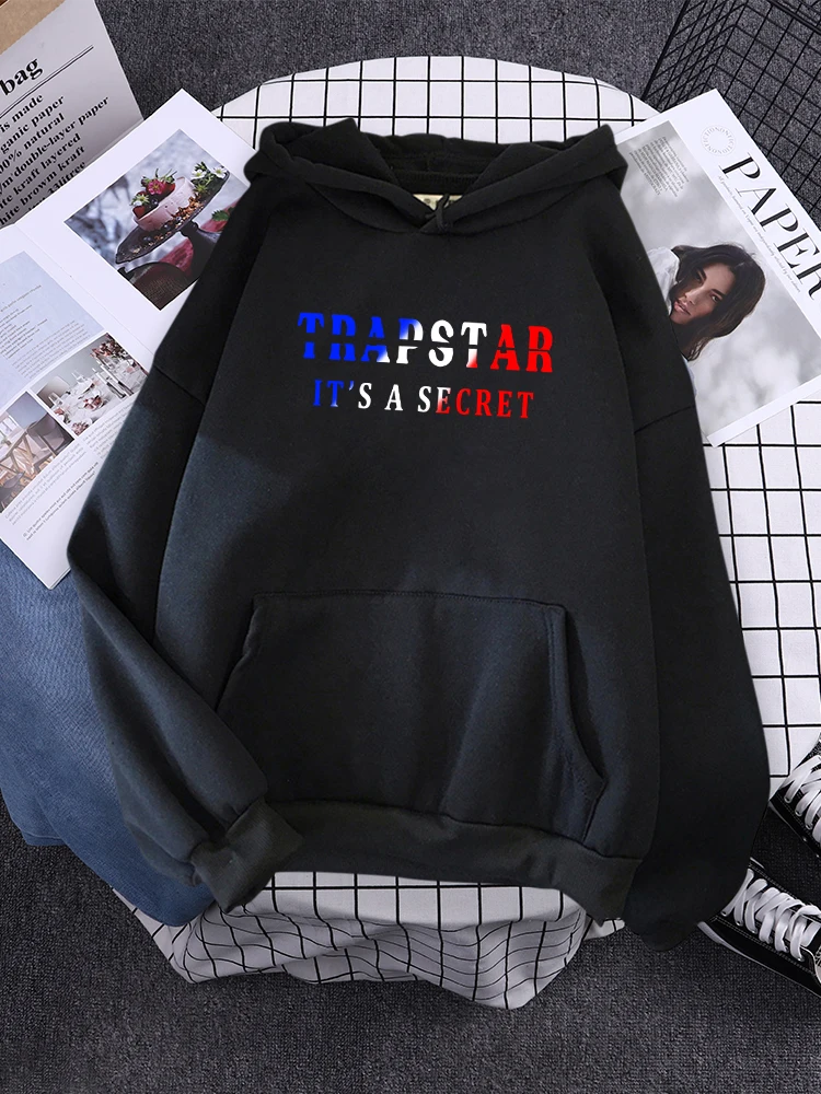 

Trapstar It'S A Secret Red Blue Contrasting Women Hoodies Sports Fleece Hoody Fashion Basicstreetwear Simple Warm Female Sweat