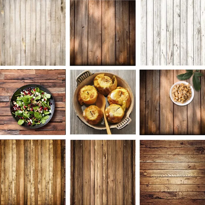 Wood Board Backdrop Food Photography Background Texture Studio Video Photo Backgrounds Props Decoration 60x60cm