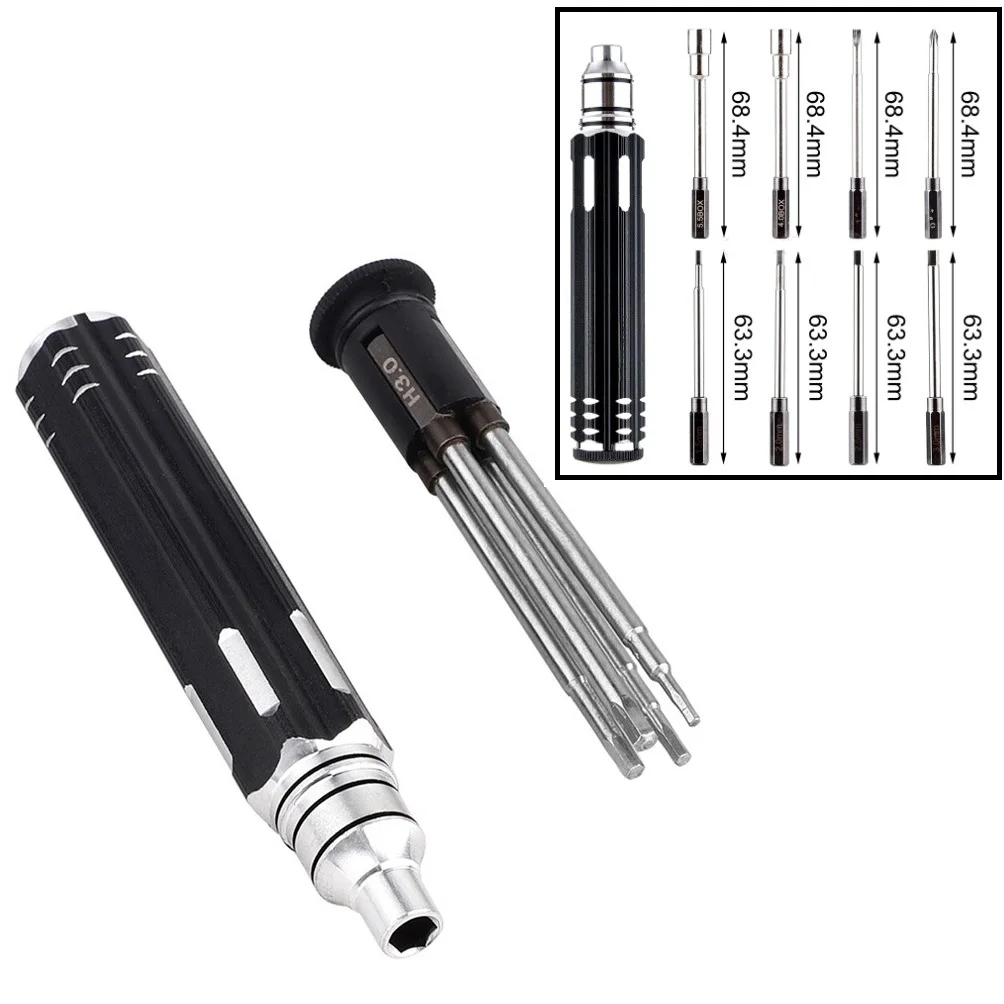 

Hexagon Socket Hex Screw Driver 4.17inch 8 In 1 Aluminum For RC Car Hexagon