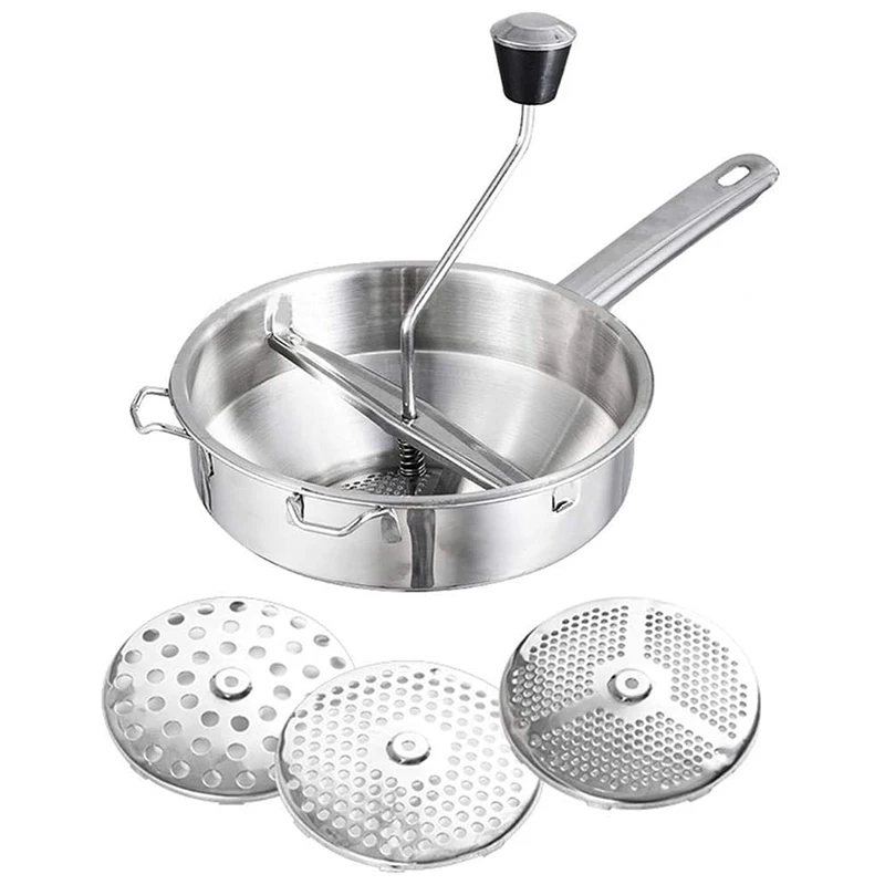 

Rotary Food Mill Potato Ricer With 3 Interchangeable Disks, Great For Making Puree Or Soups Of Vegetables, Baby Foods