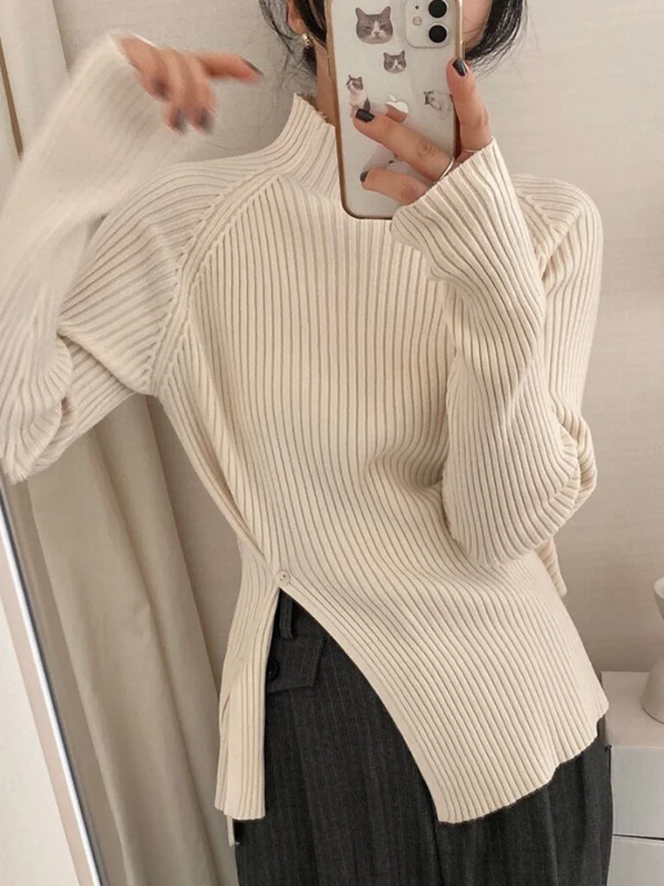 

Женский свитер с высоким воротником, толстый вязаный пуловер с длинным рукавом, теплая одежда, M263, весна 2023