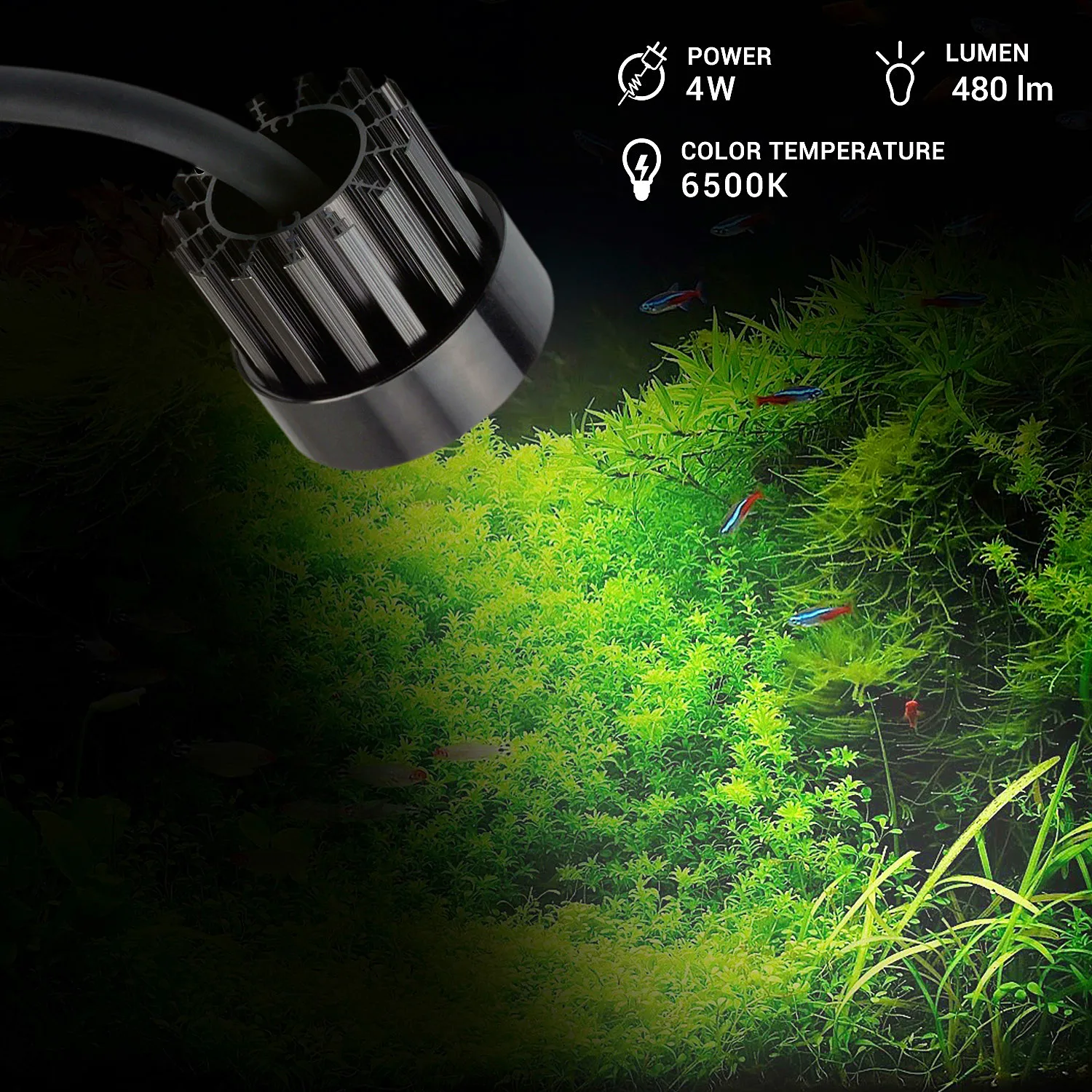 

LED Aquarium light Clip-On Spotlight Touch Sensor Switch Aquarium Reflector Lamp for Fish Tank Tricolor Temperatures