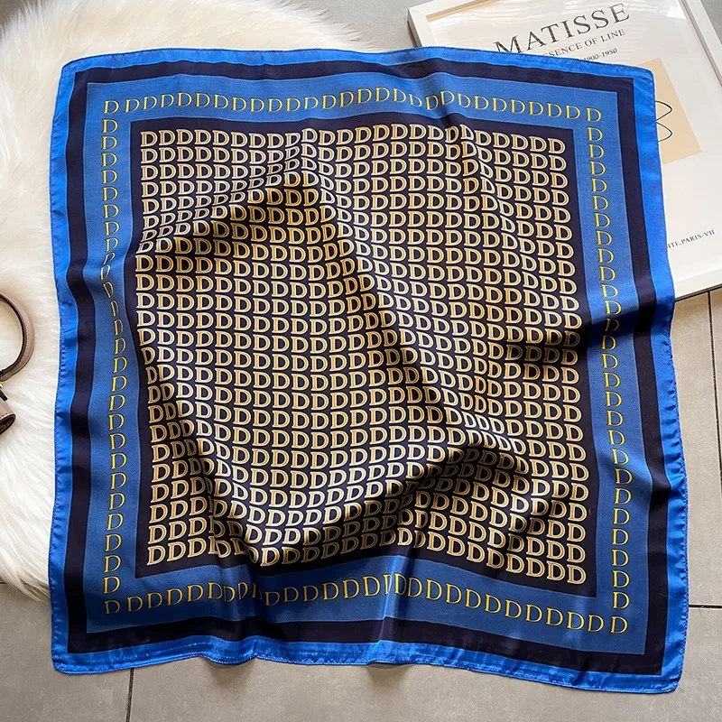 Женский Дышащий Шарф На Шею Зеленый Квадратный Принт D Полиэстер Шелк 70x70 См