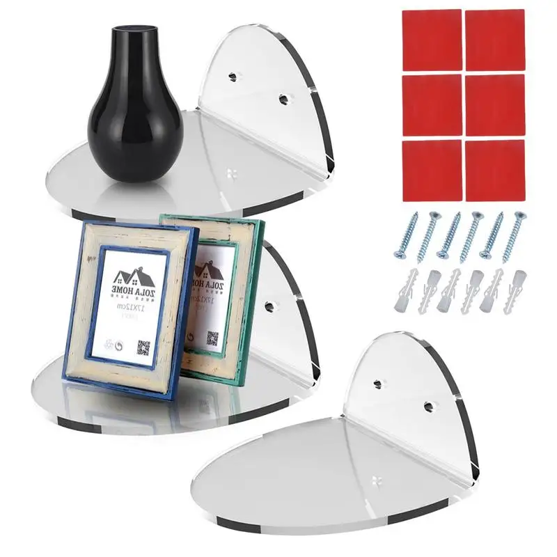 

3 шт., настенные акриловые полки для ванной комнаты, 2 вида