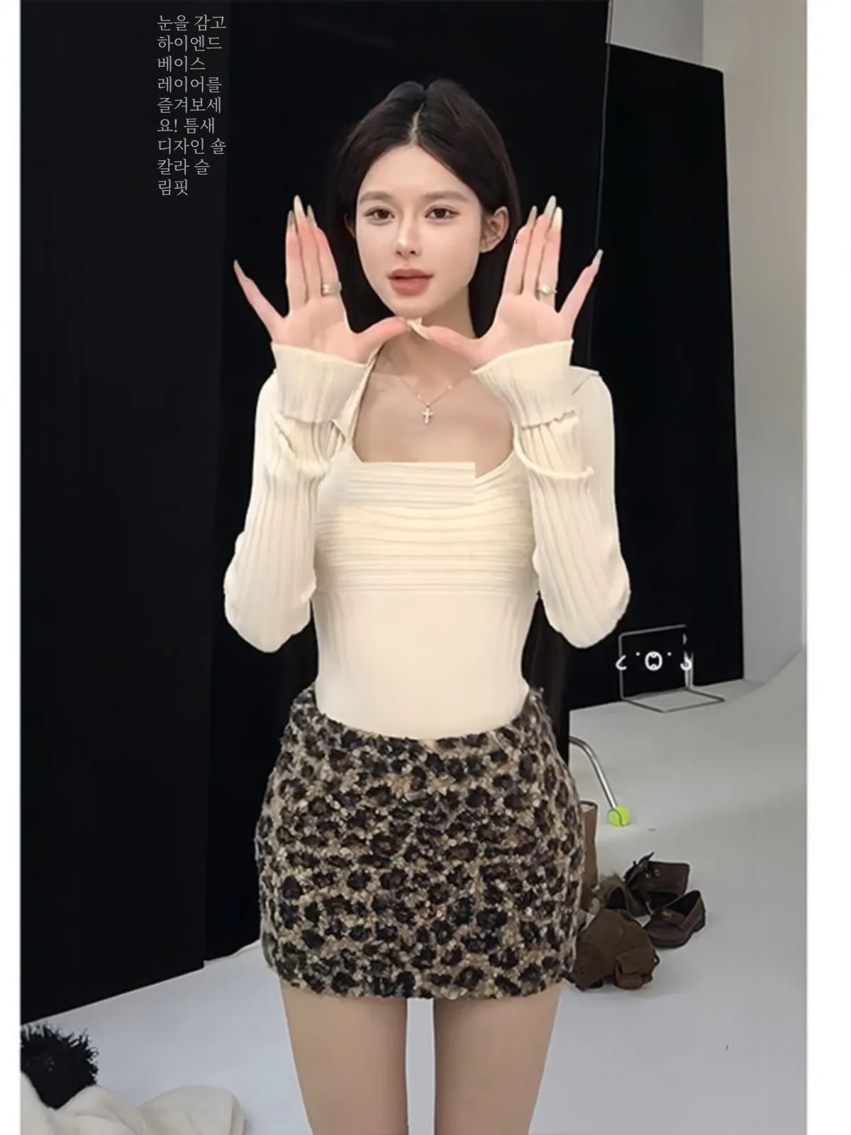 Изящная нижняя рубашка для женщин осень и зима 2024 новинка Pure Desire Gyaru облегающий