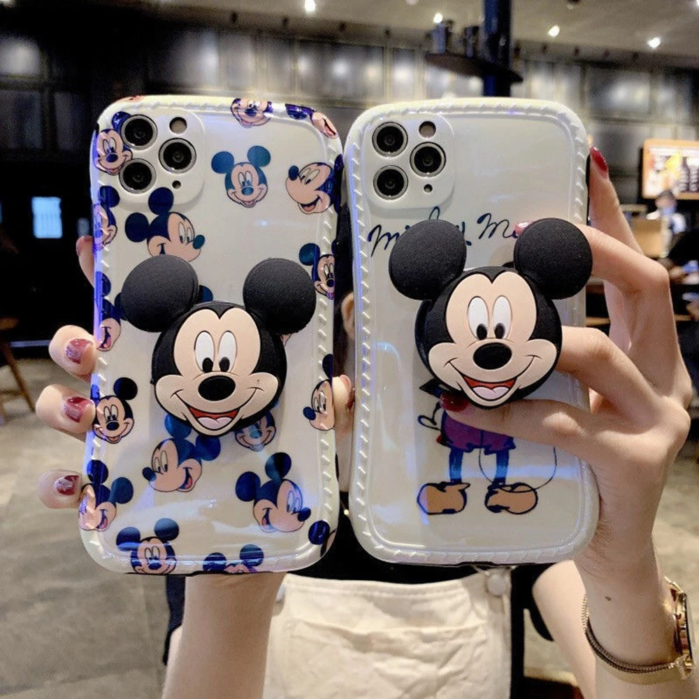 

Disney Mickey Mouse Phone Cases For iPhone 13 12 11 Pro Max XR XS MAX 8 X 7 SE2 Soft Shell Reflective IMD Back Cover