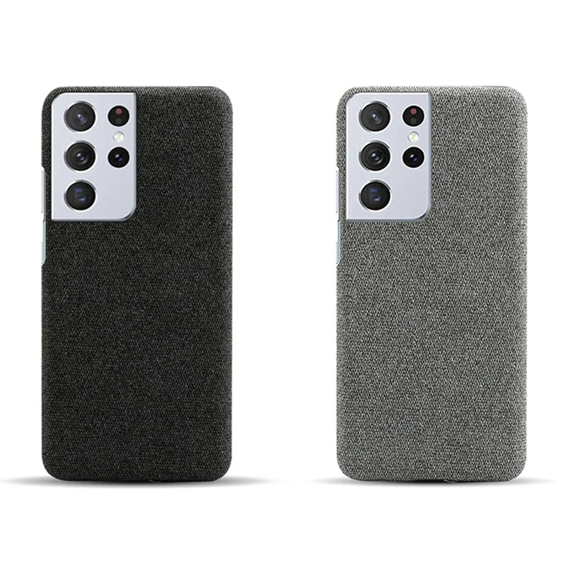 

NEW-2PCS The Cover Texture Is Suitable For Galaxy S21 Ultra Mobile Phone Case Cloth Pattern Protective Case, Black & Gray