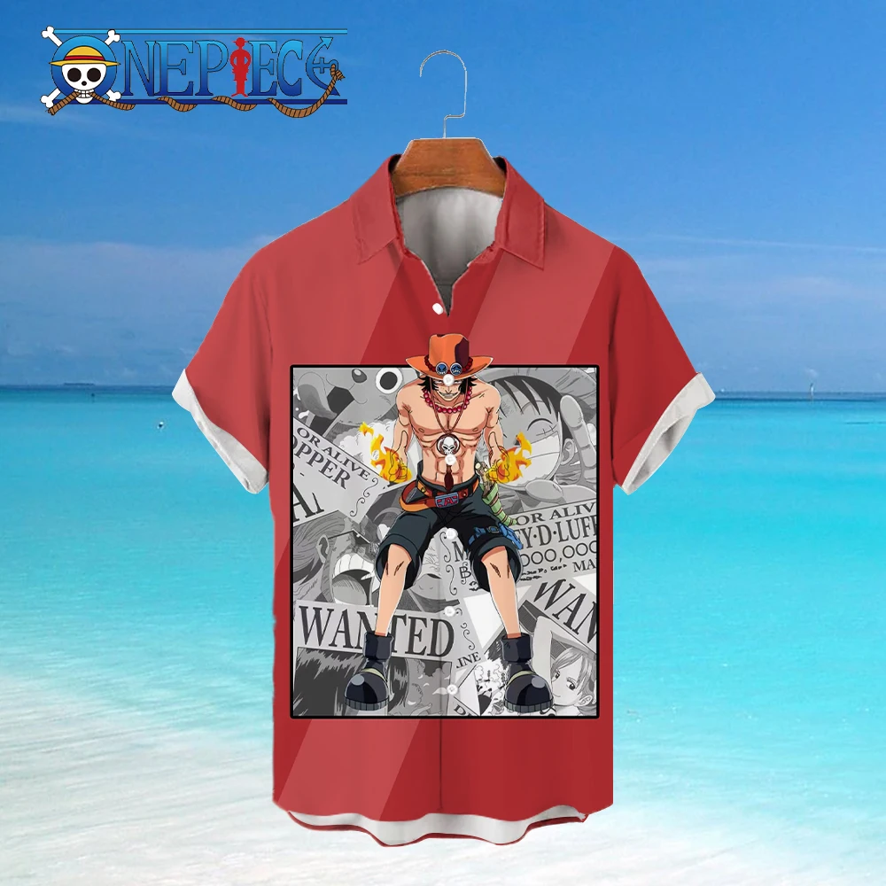 

Цельные пляжные рубашки и блузки Monkey D Luffy Летняя мужская одежда Y2k Топы оверсайз элегантная мужская рубашка Zoro