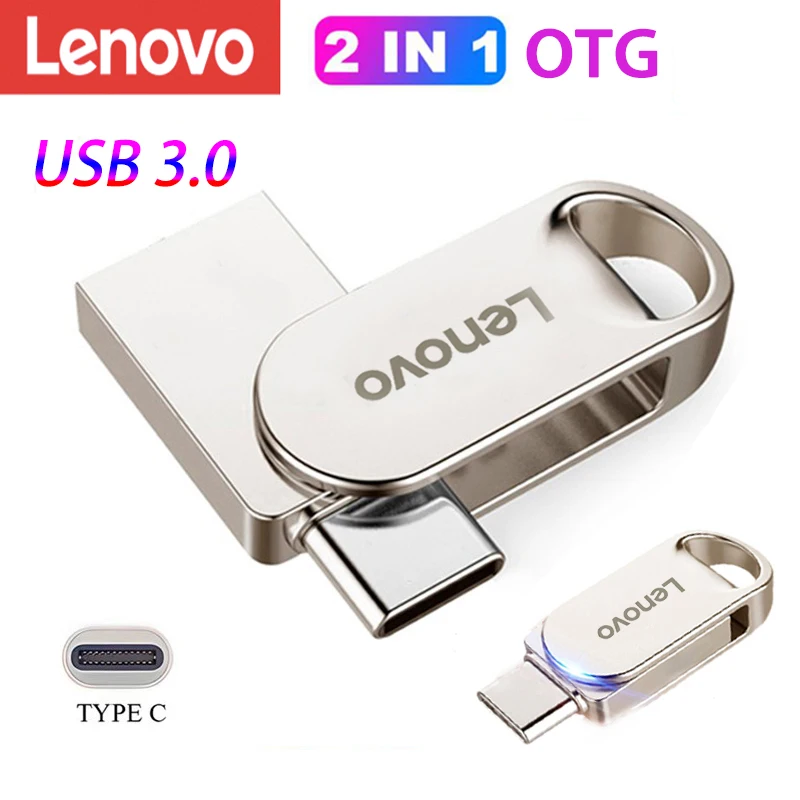 

Lenovo 2 in 1 OTG Metal U Disk USB 3.0 High Speed File Transfer Pen Drives 2TB 1TB Portable Waterproof Memoria Usb Flash Drives