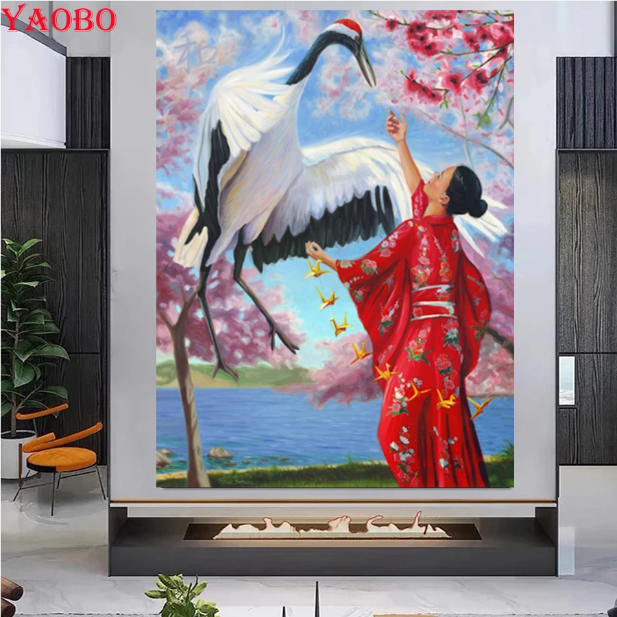 

Набор для алмазной вышивки «Женщина и журавль»