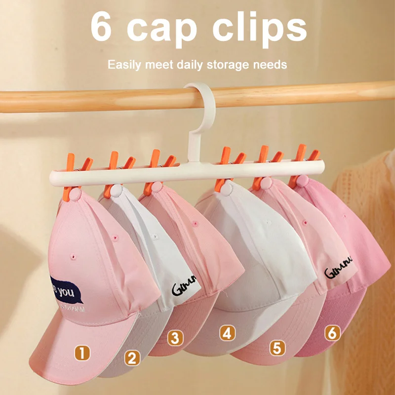 

Hat Storage Hanging Hat Clip 6 Clips Hats Socks Hat Organizer Rack Cap Scarf Storage Rack Hanger Closet Wardrobe Storage Holder
