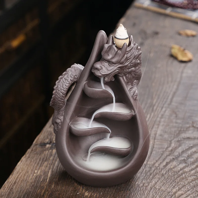 

Incense Waterfall Holder, Backflow Incense Burner, Ceramic Lotus Smoke Fountain Incense Falls, Home Room Desk Zen Decor +Incense