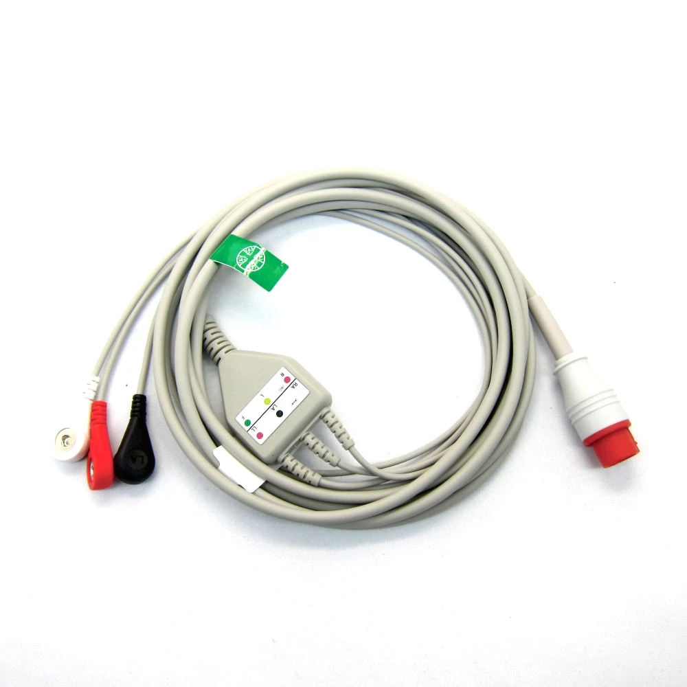 ЭКГ-кабель совместимый с Bionet BM3 AHA/IEC 3 свинцовый 5-проводной защелкивающийся зажим