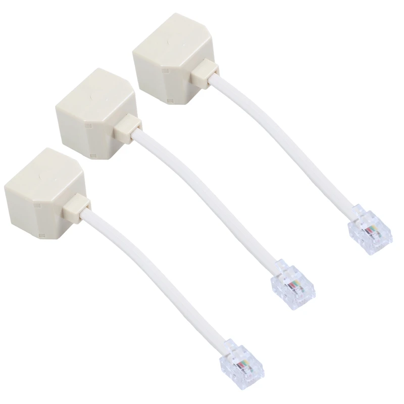 

3X Telephone RJ11 Male Line To Double RJ11 Female Jack Filter Splitter Adapter