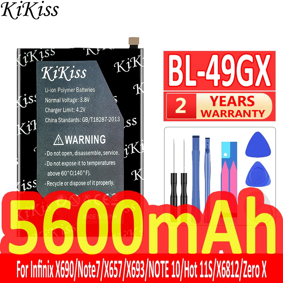 

5600mAh KiKiss Powerful Battery BL-49GX BL49GX For Infinix X690/X657/X693/X6812/Note 7 10/Note7 Note10/Hot 11S/Zero X Bateria